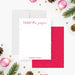 personalized holiday note card with Toast the Season wording, red dotted border, custom family name, and blank writing space-front-back