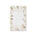 personalized holiday notepad with gold-toned pine branches, pinecones, snowflakes, festive border, and custom family name