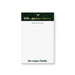personalized holiday notepad with evergreen border, Feliz Joyeux Merry wording, custom family name, and blank writing space
