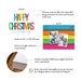 Personalized Christmas card with bold rainbow typography and photo collage