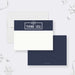 personalized holiday thank you card with navy blue header, winter cocktail icons, and blank space for handwritten messages-front-back