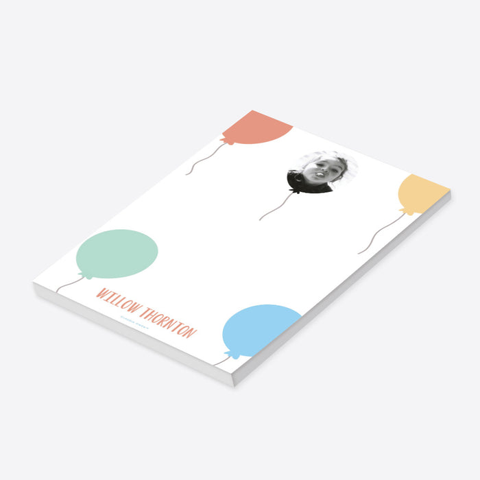 Personalized Kids Photo Notepad Colorful Balloon Design
