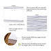 Product details graphic for personalized lilac striped note cards, showing front and back designs, A2 size, and matte cardstock.