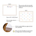 Front and back of personalized little hearts thank you note cards showing A2 dimensions and matte cardstock details.