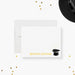 Personalized note card with a magician's hat, wand and a personalized name, shown with a white envelope.