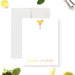 Personalized note card with a white front with a margarita and lime illustration and a name in warm script. Shown with a white envelope.