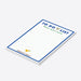 Personalized lined to-do list notepad with blue border, margarita glass, colorful maracas, tacos tequila and margaritas wording and custom name-side