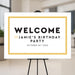 Men's birthday welcome sign with a modern gold border design. Personalized sign for 30th, 40th, or 50th birthday celebrations.