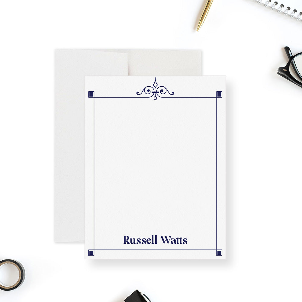 Personalized Men’s Note Cards with Elegant Frame Design