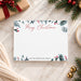 Personalized Merry Christmas note card with red script lettering, watercolor greenery and berries, shown with a white envelope