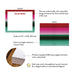 Product details for personalized mexican serape note cards: front and back designs, A2 size, matte cardstock, and design proof.