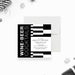 Personalized black-and-white 21st birthday invitation for men with geometric blocks, honoree’s name, date, venue and RSVP details-front