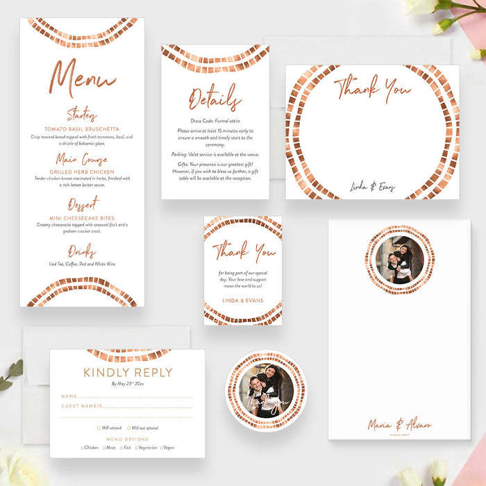 Personalized Modern Geometric Wedding Invitation with Circle Border