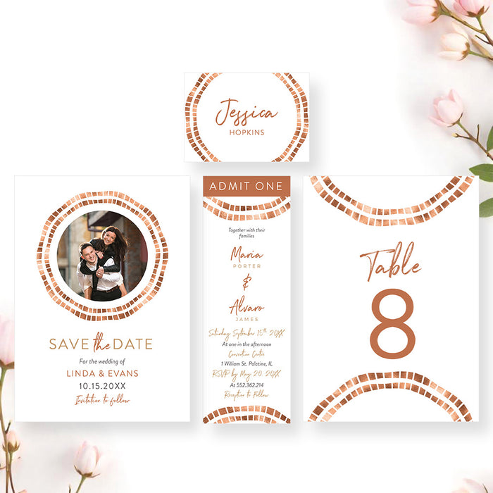 Personalized Modern Geometric Wedding Invitation with Circle Border