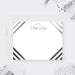 Personalized modern gray striped note card for men with name, black-and-white diagonal corner stripes and blank writing area-front