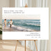 Bridal shower invitation with a couple on a beach