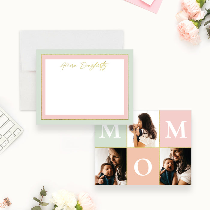 Mother's Day Greeting Card with Personalized Photos, Happy Birthday Mom Note Card