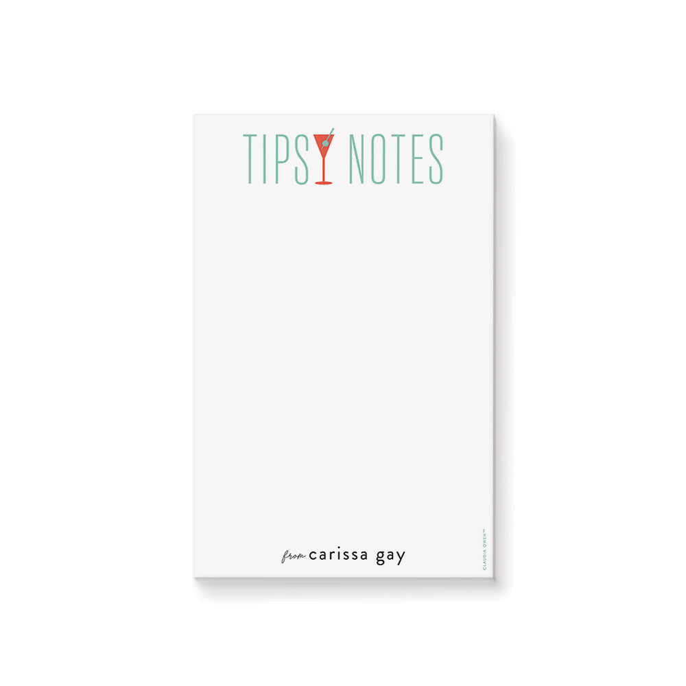 Tipsy Notes Cocktail Notepad Personalized Bar Theme Stationery