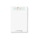 Personalized cocktail notepad with martini glass illustration and modern lettering, fun stationery for cocktail lovers and party hosts.