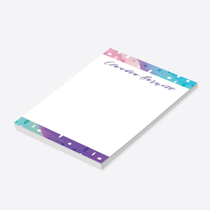 Personalized notepad with colorful abstract paint design, modern artistic stationery gift for notes and everyday use-side
