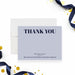 custom corporate thank you card with Thank You wording, company name, navy lettering, and business appreciation message-front