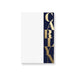 personalized navy and gold notepad with bold vertical lettering, custom name, and clean white writing space