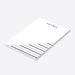 Personalized navy and peach striped notepad with custom name and a spacious blank writing area for notes and lists-side