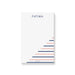 Personalized navy and peach striped notepad with custom name and a spacious blank writing area for notes and lists