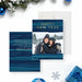 personalized New Year photo card with family photo and modern blue design-front-back