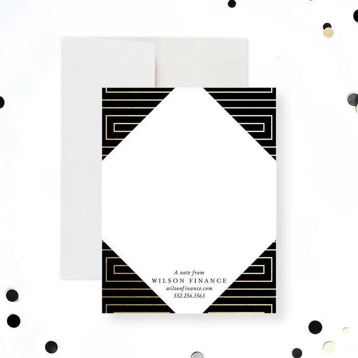 Personalized note card with gold accents for corporate and professional settings.-front