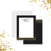 Personalized thank you note card with black and gold accents, elegant stationery-front-back
