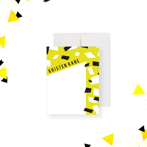 Personalized confetti note card with a bold design and bright colors, perfect as a thank you or greeting card.-front