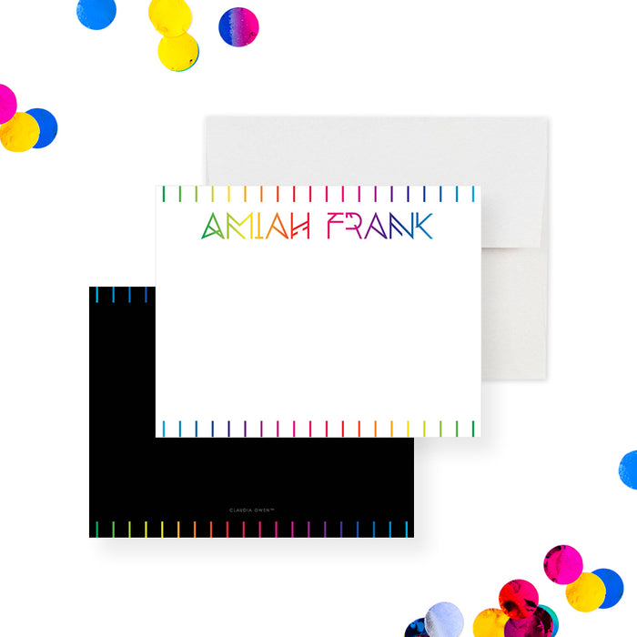 Personalized name note cards colorful thank you stationery custom name card set-front-back