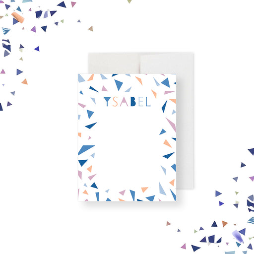 Colorful confetti personalized note card, perfect as a thank you card for celebrating cancer-free milestones and survivor achievements.-front