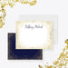 Personalized gold confetti note card featuring a custom name in script font, ideal as an elegant birthday gift.-front-back