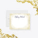 Personalized gold confetti note card featuring a custom name in script font, ideal as an elegant birthday gift.-front