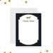 Kentucky Derby note card with navy and gold border, horse illustration, and custom name -front