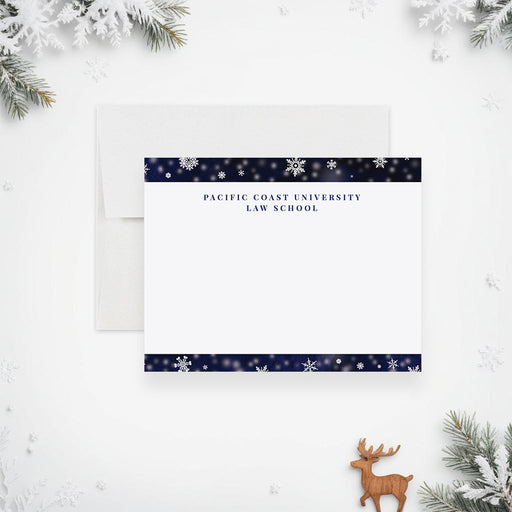Winter-themed personalized thank you card with subtle snowflakes, an elegant stationery gift for winter events.-front