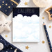 Personalized starry night sky note card with constellation name and cloud illustration-front