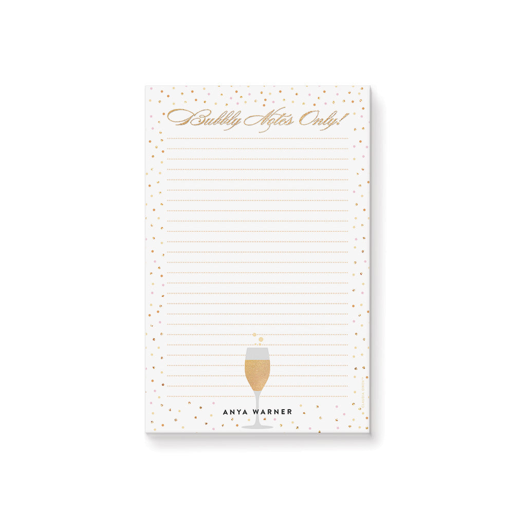 Champagne Celebration Notepad Bubbly Notes Confetti Stationery