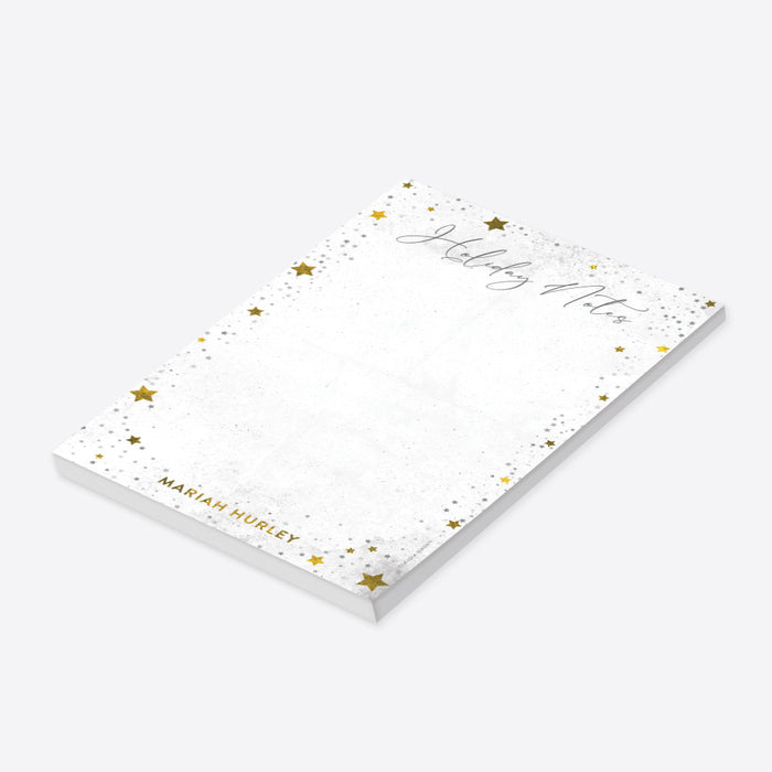 Personalized holiday notepad with star design for Christmas lists and festive stationery-side