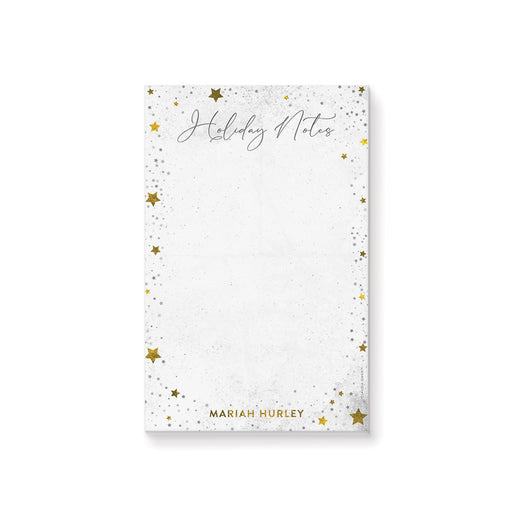 Personalized holiday notepad with star design for Christmas lists and festive stationery
