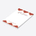 Personalized notepad with Hello Sunshine header and custom name, featuring red patterned borders and a clean writing space-side
