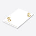 Personalized joint milestone birthday notepad with gold balloon numbers for two celebrants celebrating a shared birthday party.-side