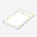 Personalized notepad with colorful confetti in yellow, blue, and gray, perfect for stylish everyday stationery.-side
