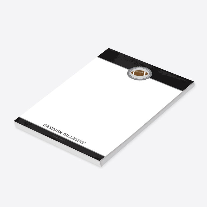 Personalized notepad featuring a football illustration-side