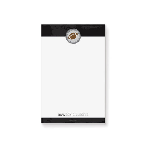 Personalized notepad featuring a football illustration