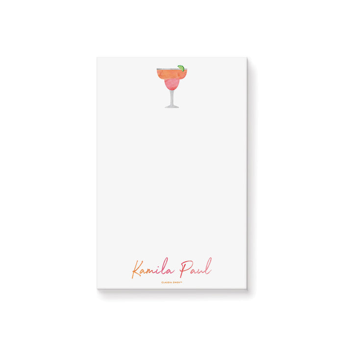 Personalized notepad with margarita drink and lime illustration, stationery gift for cocktail party celebrations