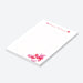 Personalized notepad featuring a soft watercolor hearts in pink and red-side