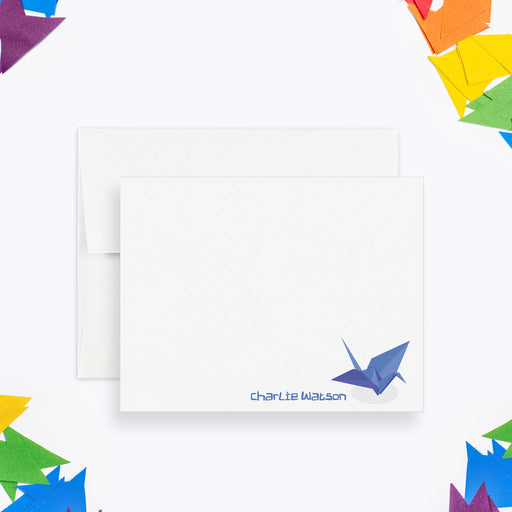 Personalized Origami Crane Thank You Card with Japanese-inspired design and elegant minimal style